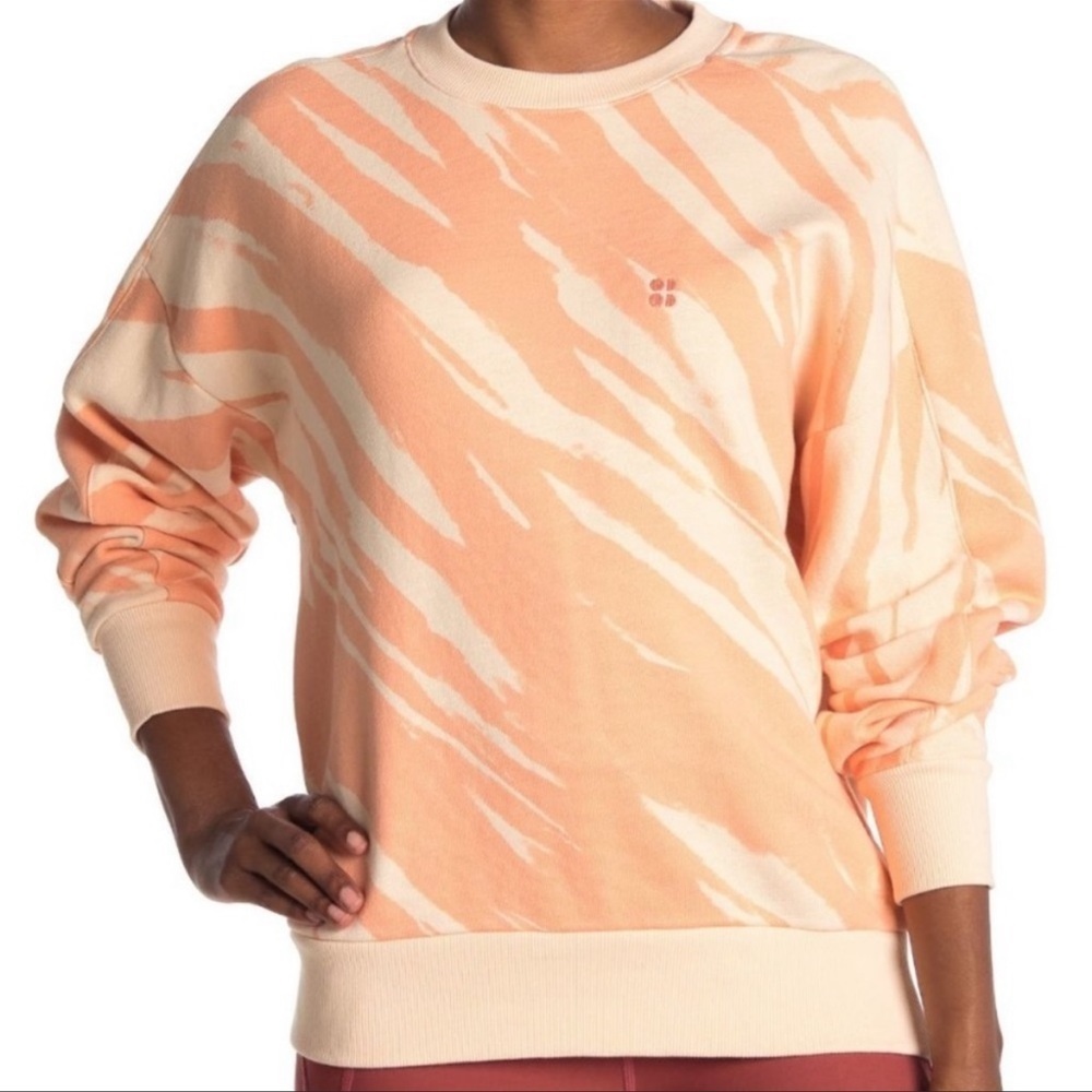 Sweaty Betty Essential Sweatshirt Size L Nectarine Orange Tie-Dye